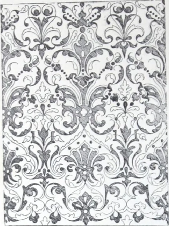 An illustration from A few suggestions for ornamental decoration : a collection of designs & colour schemes for painters' and decorators' work / compiled by F. Scott Mitchell., 1908, leaf 81
