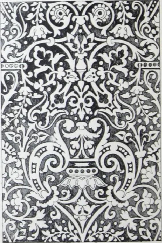 An illustration from A few suggestions for ornamental decoration : a collection of designs & colour schemes for painters' and decorators' work / compiled by F. Scott Mitchell., 1908, leaf 81