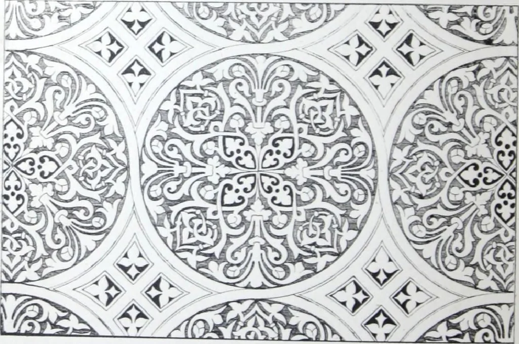 An illustration from A few suggestions for ornamental decoration : a collection of designs & colour schemes for painters' and decorators' work / compiled by F. Scott Mitchell., 1908, leaf 83