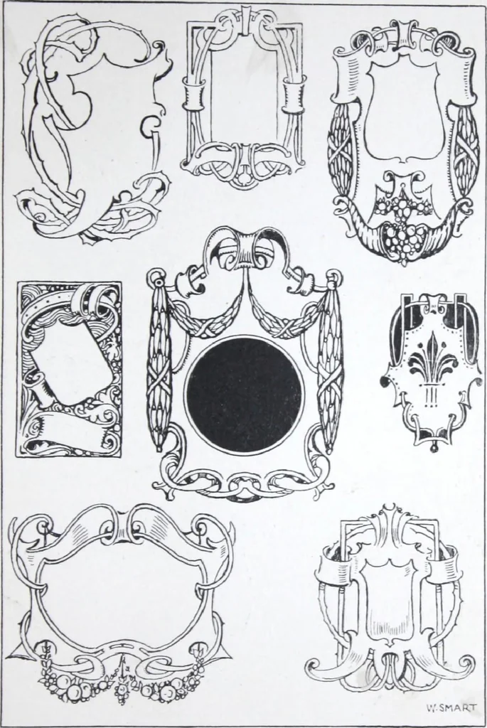 An illustration from A few suggestions for ornamental decoration : a collection of designs & colour schemes for painters' and decorators' work / compiled by F. Scott Mitchell., 1908, leaf 86