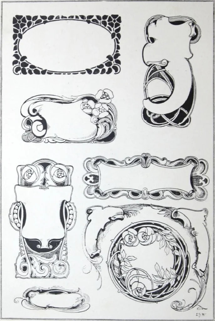 An illustration from A few suggestions for ornamental decoration : a collection of designs & colour schemes for painters' and decorators' work / compiled by F. Scott Mitchell., 1908, leaf 87