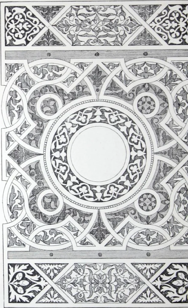An illustration from A few suggestions for ornamental decoration : a collection of designs & colour schemes for painters' and decorators' work / compiled by F. Scott Mitchell., 1908, leaf 91