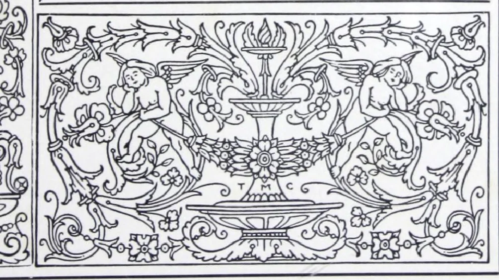 An illustration from A few suggestions for ornamental decoration in painters' and decorators' work / compiled by F. Scott Mitchell., 1909, leaf 10