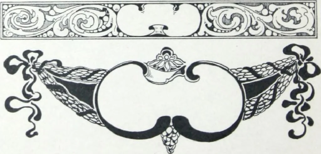 An illustration from A few suggestions for ornamental decoration in painters' and decorators' work / compiled by F. Scott Mitchell., 1909, leaf 105