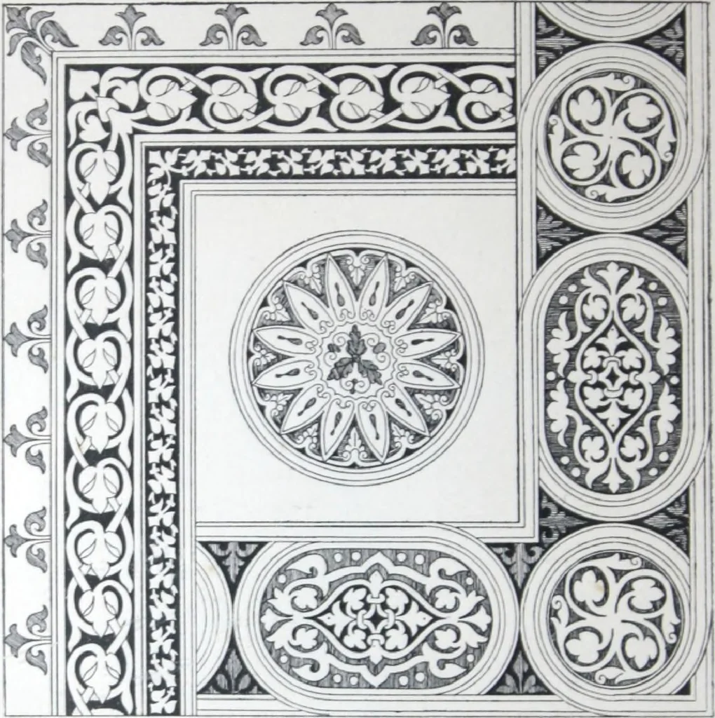 An illustration from A few suggestions for ornamental decoration in painters' and decorators' work / compiled by F. Scott Mitchell., 1909, leaf 109