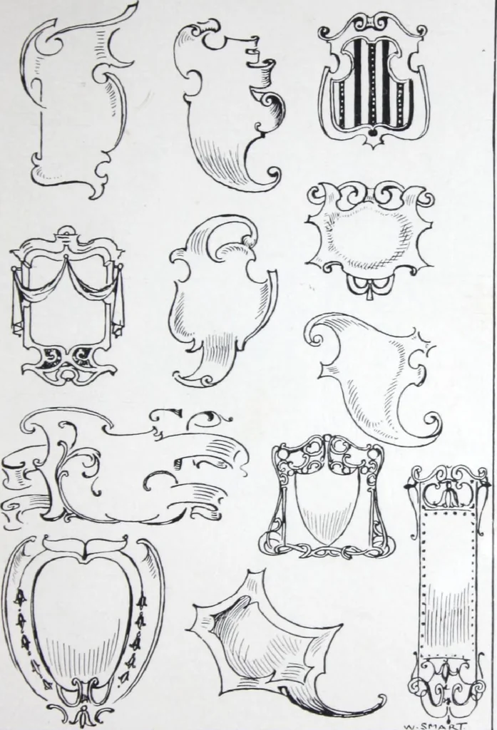 An illustration from A few suggestions for ornamental decoration in painters' and decorators' work / compiled by F. Scott Mitchell., 1909, leaf 116