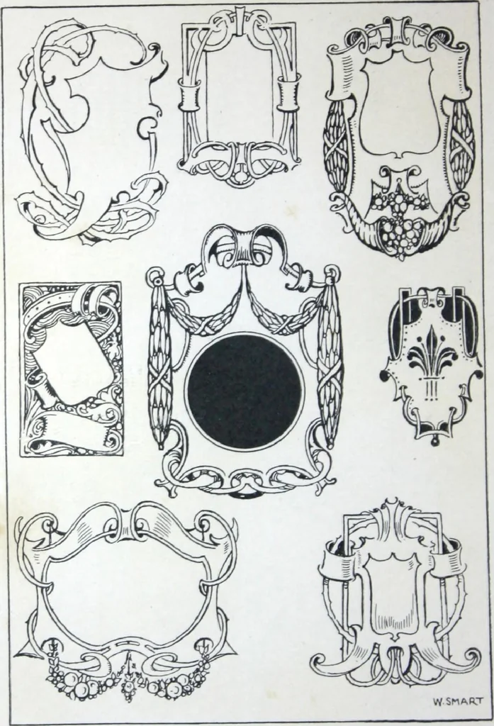 An illustration from A few suggestions for ornamental decoration in painters' and decorators' work / compiled by F. Scott Mitchell., 1909, leaf 117