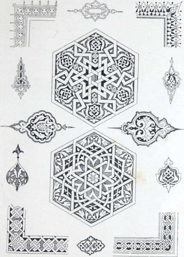 An illustration from A few suggestions for ornamental decoration in painters' and decorators' work / compiled by F. Scott Mitchell., 1909, leaf 126