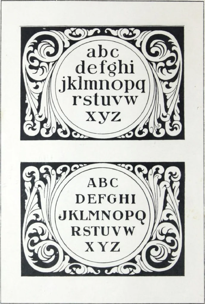 An illustration from A few suggestions for ornamental decoration in painters' and decorators' work / compiled by F. Scott Mitchell., 1909, leaf 155