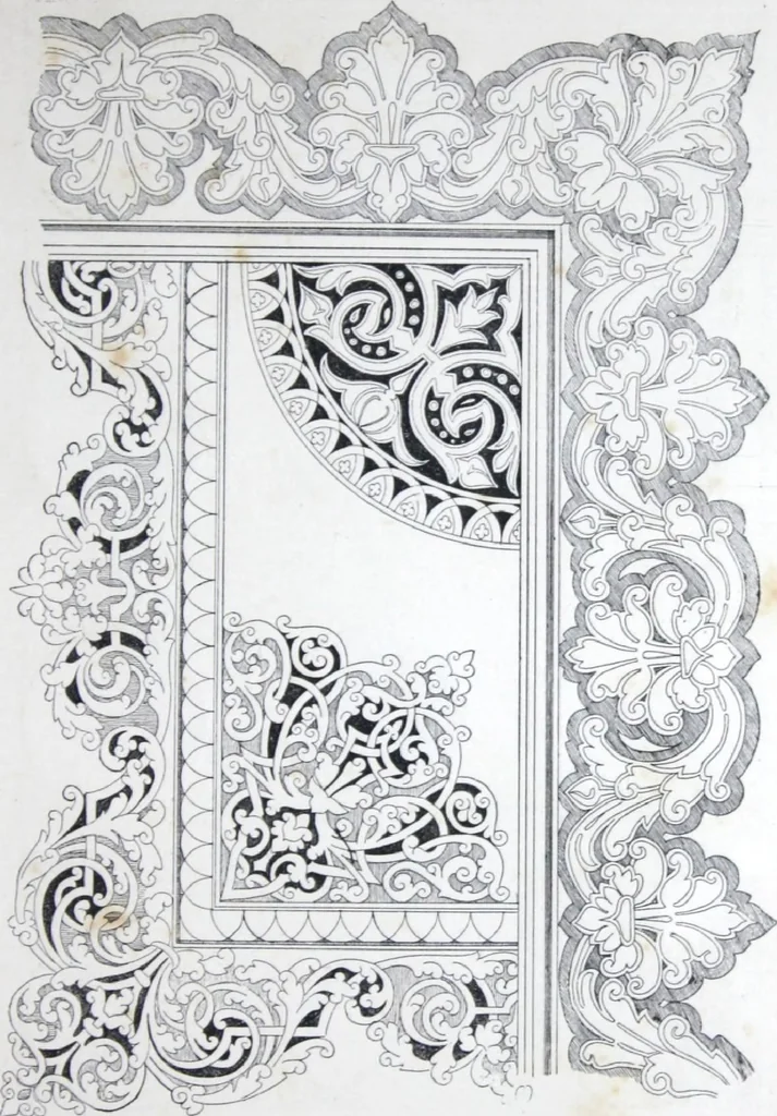 An illustration from A few suggestions for ornamental decoration in painters' and decorators' work / compiled by F. Scott Mitchell., 1909, leaf 158