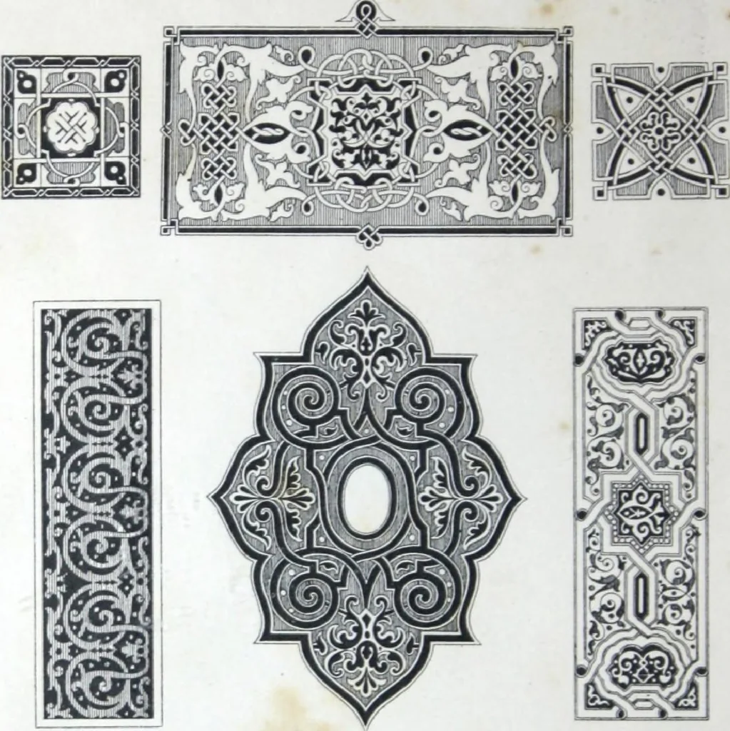 An illustration from A few suggestions for ornamental decoration in painters' and decorators' work / compiled by F. Scott Mitchell., 1909, leaf 163
