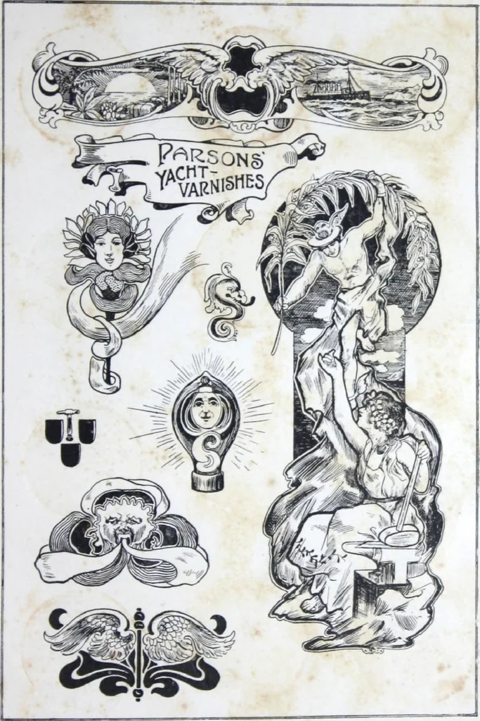 An illustration from A few suggestions for ornamental decoration in painters' and decorators' work / compiled by F. Scott Mitchell., 1909, leaf 168