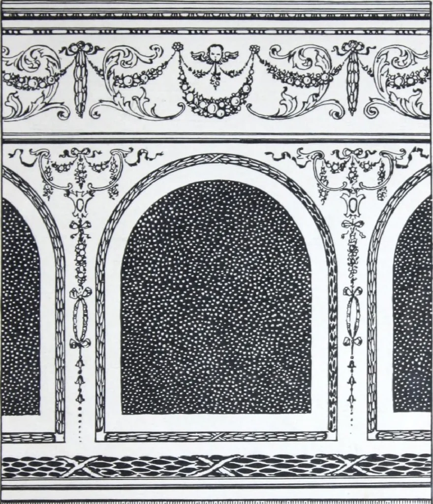 An illustration from A few suggestions for ornamental decoration in painters' and decorators' work / compiled by F. Scott Mitchell., 1909, leaf 174