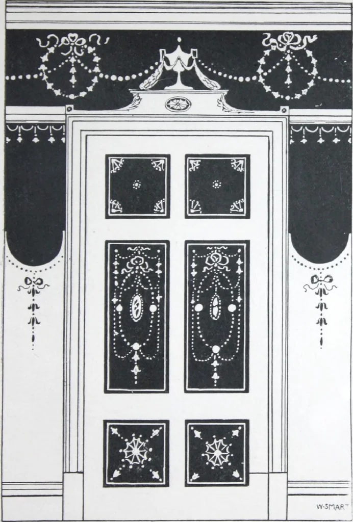 An illustration from A few suggestions for ornamental decoration in painters' and decorators' work / compiled by F. Scott Mitchell., 1909, leaf 18