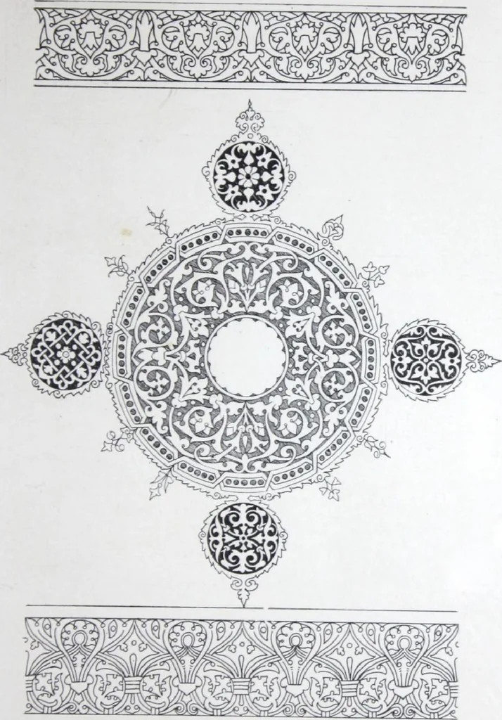 An illustration from A few suggestions for ornamental decoration in painters' and decorators' work / compiled by F. Scott Mitchell., 1909, leaf 22