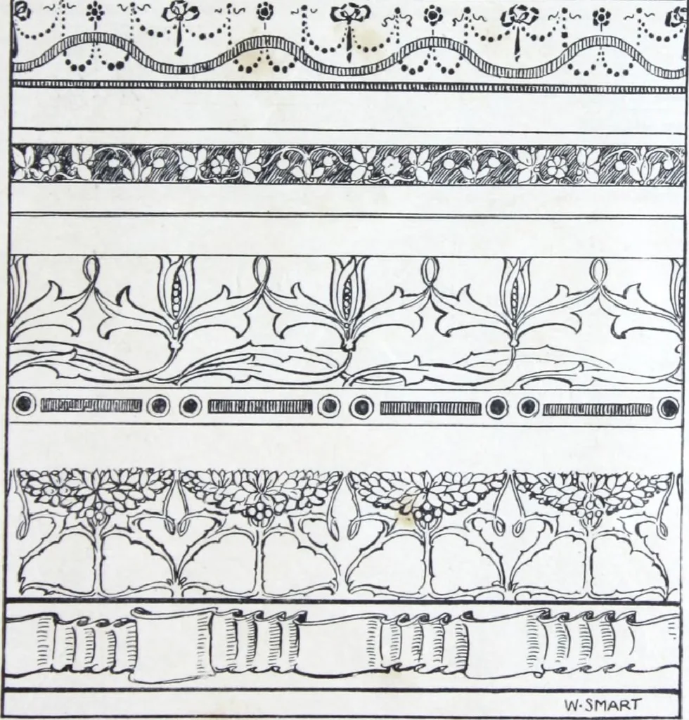 An illustration from A few suggestions for ornamental decoration in painters' and decorators' work / compiled by F. Scott Mitchell., 1909, leaf 48