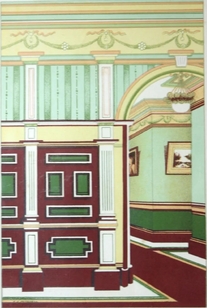 An illustration from A few suggestions for ornamental decoration in painters' and decorators' work / compiled by F. Scott Mitchell., 1909, leaf 53
