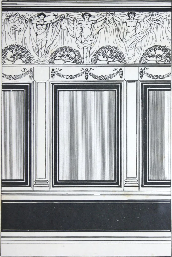 An illustration from A few suggestions for ornamental decoration in painters' and decorators' work / compiled by F. Scott Mitchell., 1909, leaf 56