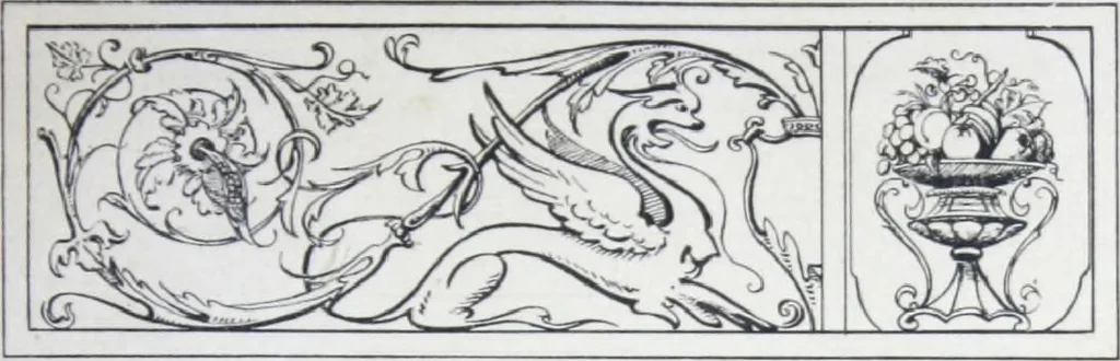 An illustration from A few suggestions for ornamental decoration in painters' and decorators' work / compiled by F. Scott Mitchell., 1909, leaf 74