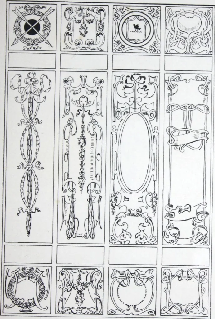 An illustration from A few suggestions for ornamental decoration in painters' and decorators' work / compiled by F. Scott Mitchell., 1909, leaf 80