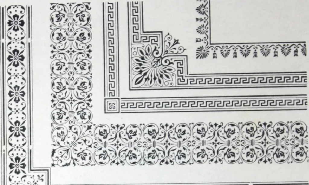 An illustration from A few suggestions for ornamental decoration in painters' and decorators' work / compiled by F. Scott Mitchell., 1909, leaf 89