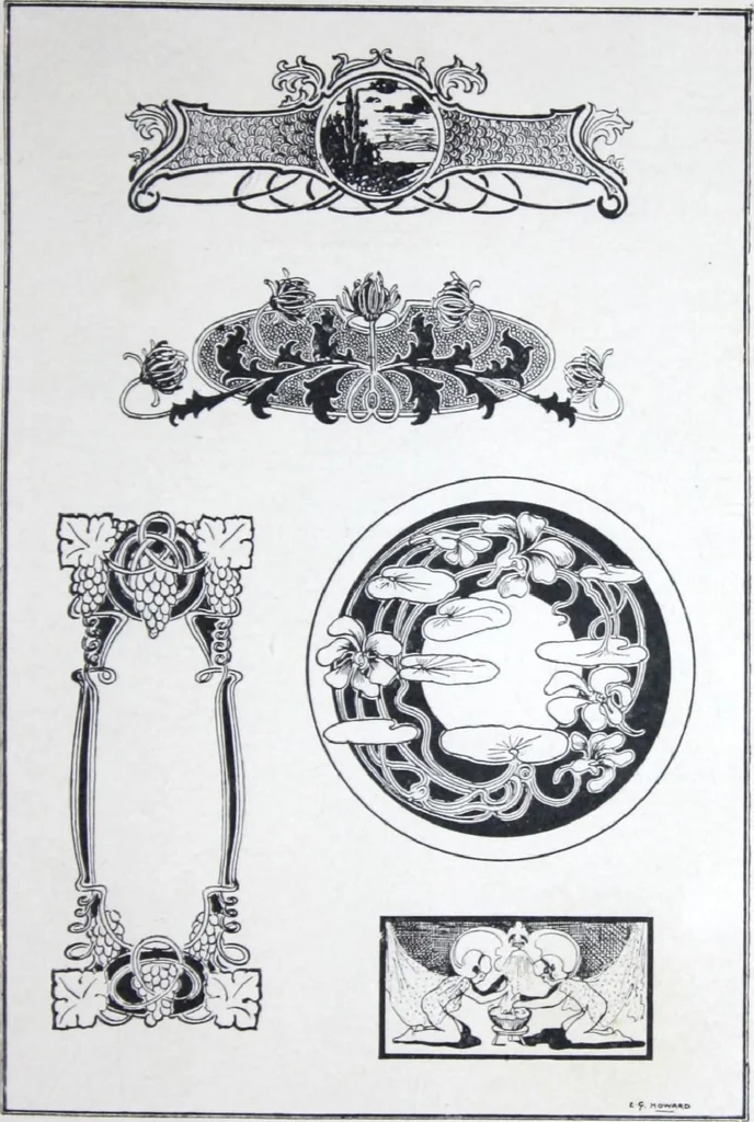 An illustration from A few suggestions for ornamental decoration in painters' and decorators' work / compiled by F. Scott Mitchell., 1909, leaf 90