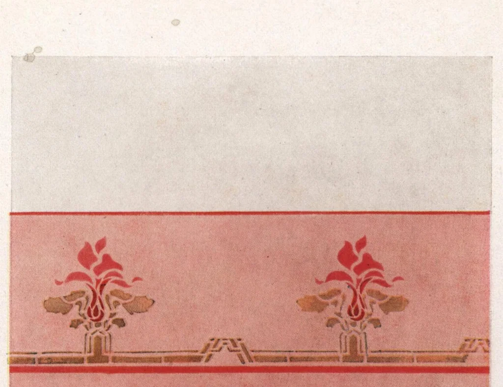 An illustration from Acme quality decorators' system of artistic and sanitary wall decorations with exclusive designs for the treatment of walls and ceilings shown in colors, stencils, and stenciling materials., 1914, leaf 22