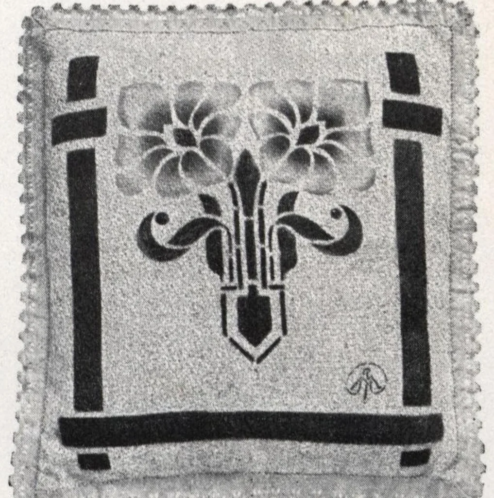 An illustration from Acme quality decorators' system of artistic and sanitary wall decorations with exclusive designs for the treatment of walls and ceilings shown in colors, stencils, and stenciling materials., 1914, leaf 50