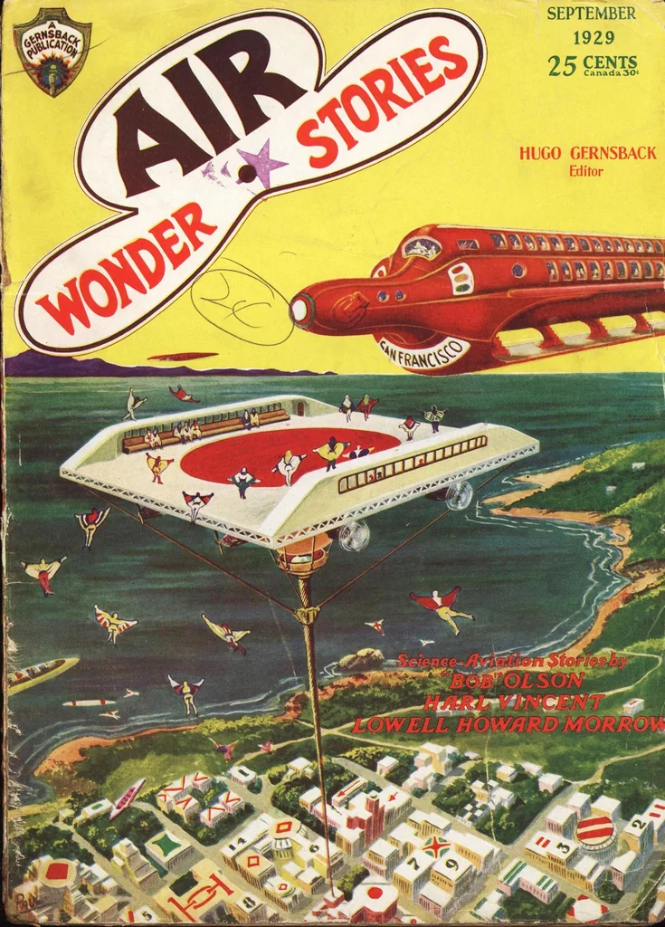 An illustration from Air Wonder Stories, Vol. 1, No. 3 (September 1929), 1929, leaf 1