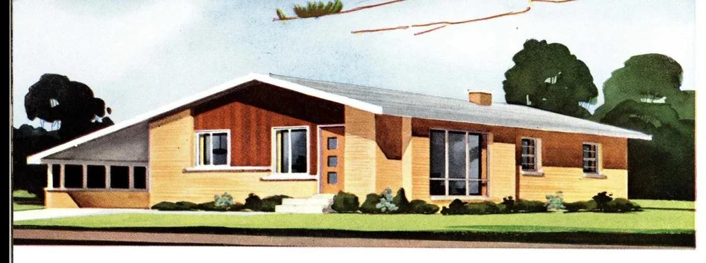 An illustration from Aladdin readi-cut homes (not prefabricated) : sold by the golden rule., 1963, leaf 17