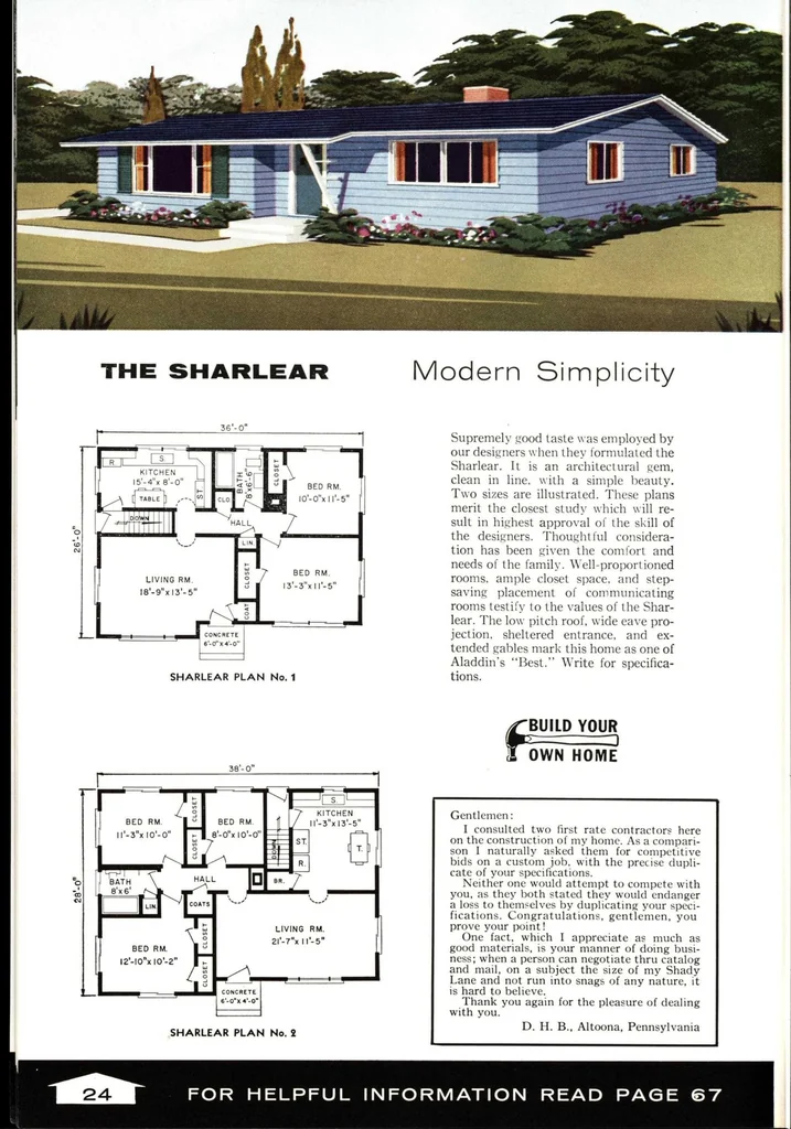 An illustration from Aladdin readi-cut homes (not prefabricated) : sold by the golden rule., 1963, leaf 23