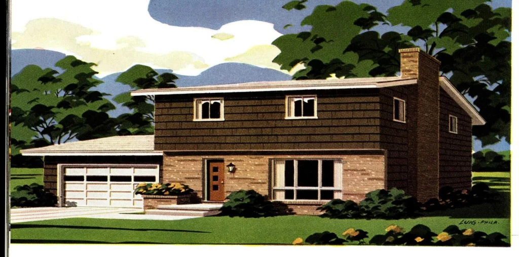 An illustration from Aladdin readi-cut homes (not prefabricated) : sold by the golden rule., 1963, leaf 41