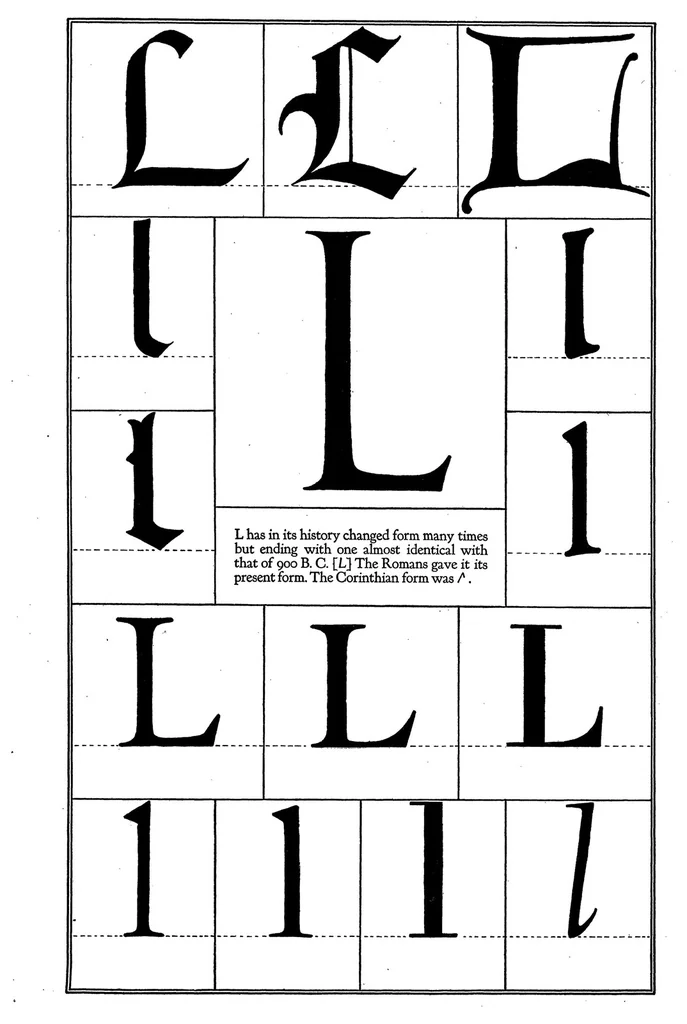 An illustration from Alphabet Fifteen Interpretive Designs Drawn And Arranged With Explanatory Text And Illustrations, 1918, leaf 72