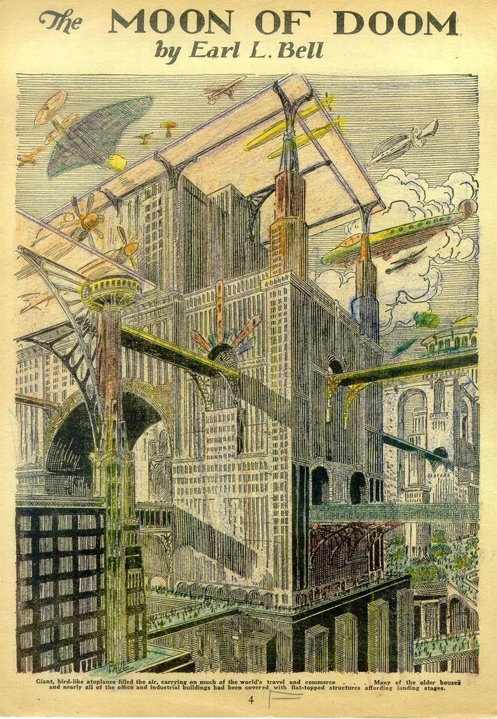 An illustration from Amazing Stories Quarterly, Vol. 1, No. 1 (Winter 1928), 1928, leaf 5