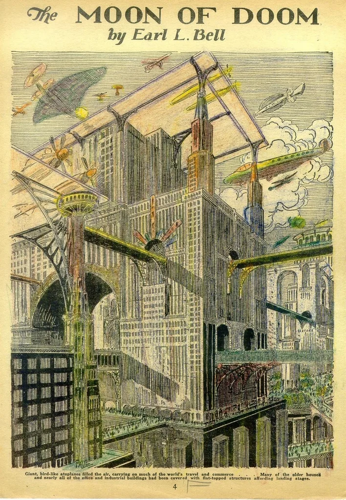 An illustration from Amazing Stories Quarterly, Vol. 1, No. 1 (Winter 1928), 1928, leaf 5