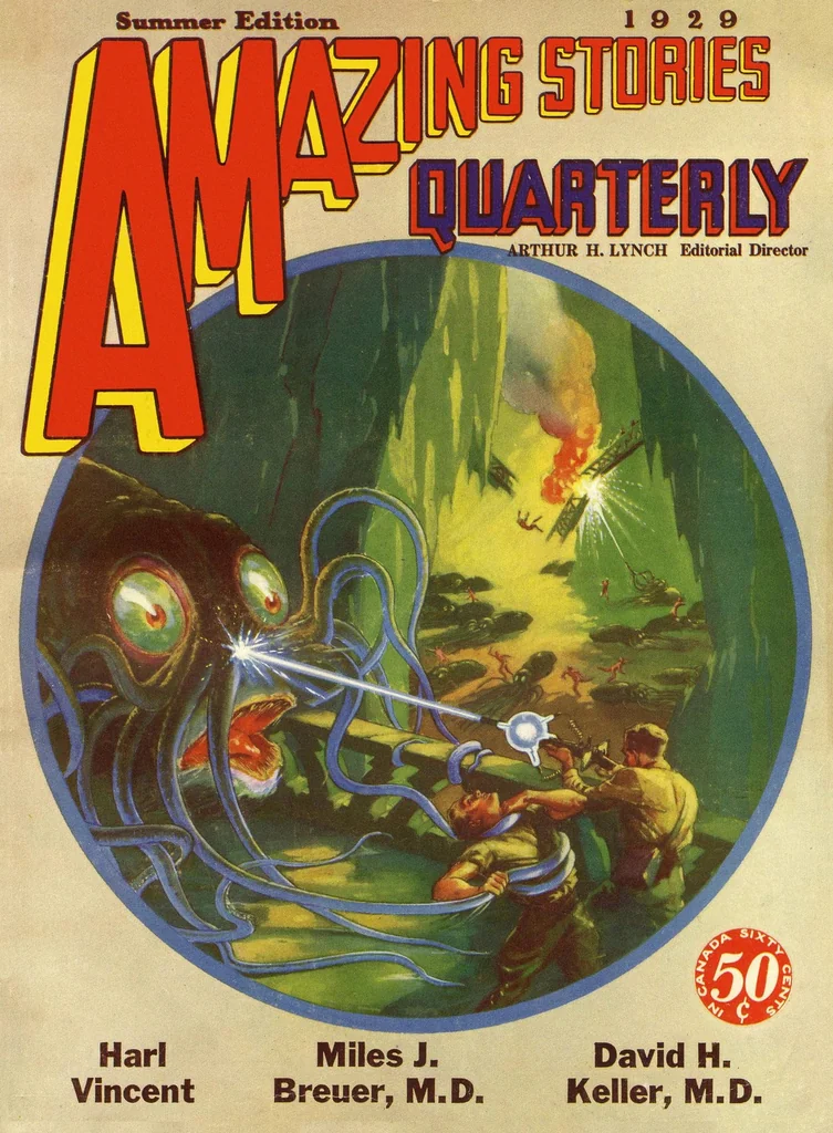 An illustration from Amazing Stories Quarterly, Vol. 2, No. 3 (July 1929), 1929, leaf 0