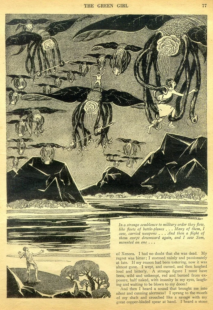 An illustration from Amazing Stories, Vol. 5, No. 1 (April 1930), 1930, leaf 77