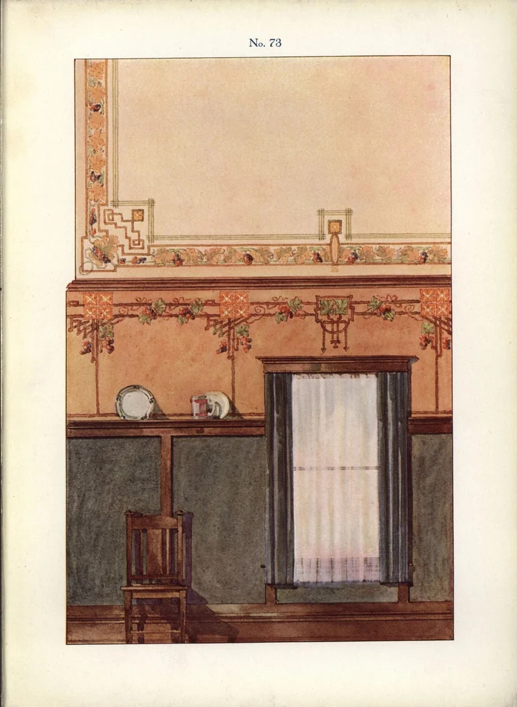 An illustration from American decorator: a collection of colored sketches for the use of painter and decorators., 1917, leaf 12
