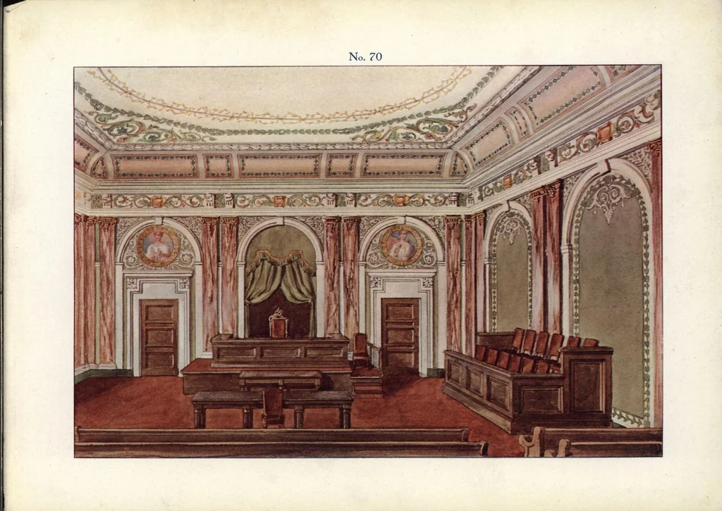 An illustration from American decorator: a collection of colored sketches for the use of painter and decorators., 1917, leaf 9