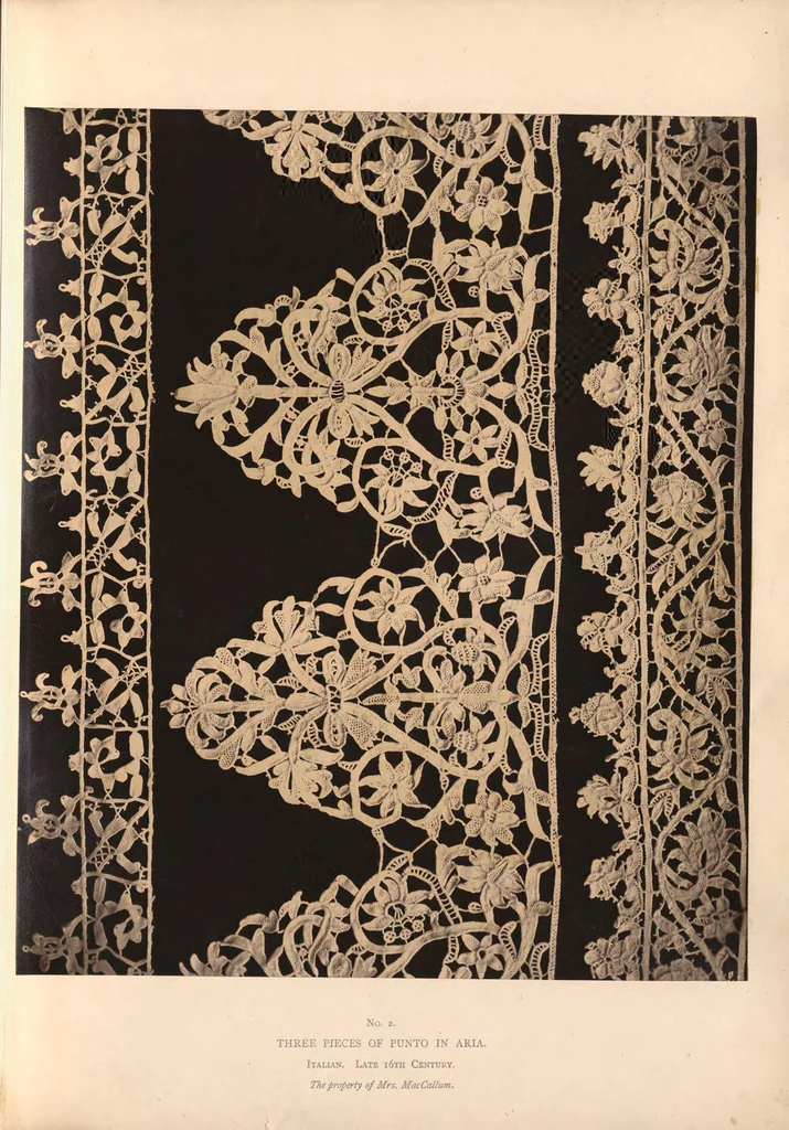 An illustration from Ancient needlepoint and pillow lace : with notes on the history of lace-making and descriptions of thirty examples, 1875, leaf 32