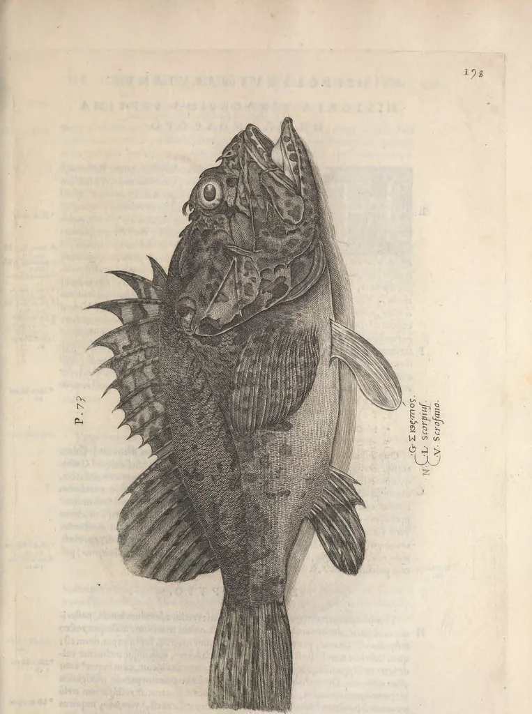 An illustration from Aquatilium animalium historiae, liber primus : cum eorumdem formis, aere excusis, 1554, leaf 412