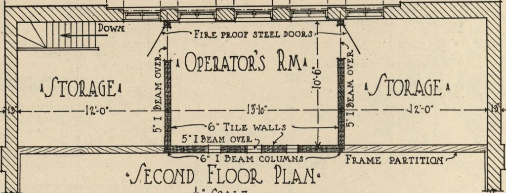 An illustration from Architectural details for every type of building : a practical drafting room guide for contractors, builders, lumber dealers, millmen, draftsmen and architects., 1921, leaf 105