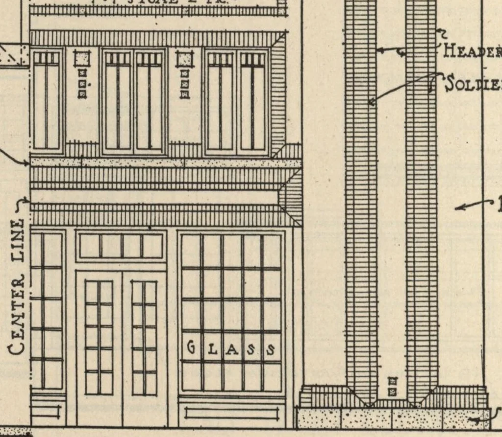 An illustration from Architectural details for every type of building : a practical drafting room guide for contractors, builders, lumber dealers, millmen, draftsmen and architects., 1921, leaf 105