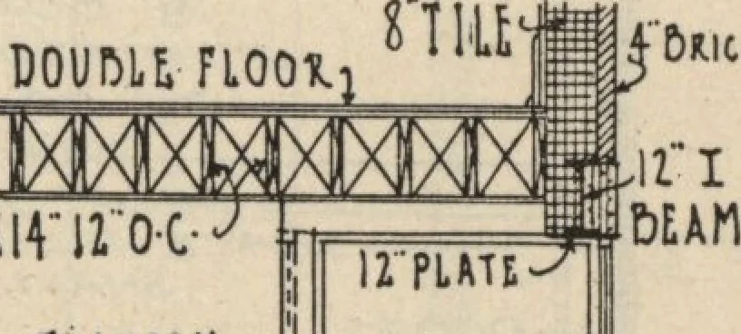 An illustration from Architectural details for every type of building : a practical drafting room guide for contractors, builders, lumber dealers, millmen, draftsmen and architects., 1921, leaf 106