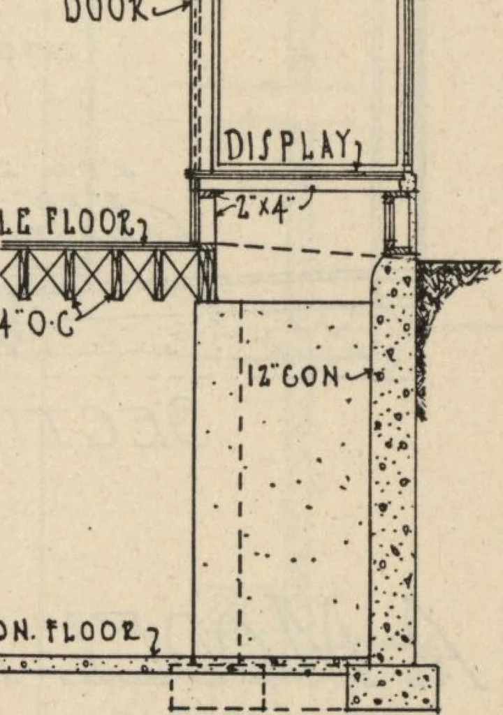 An illustration from Architectural details for every type of building : a practical drafting room guide for contractors, builders, lumber dealers, millmen, draftsmen and architects., 1921, leaf 106