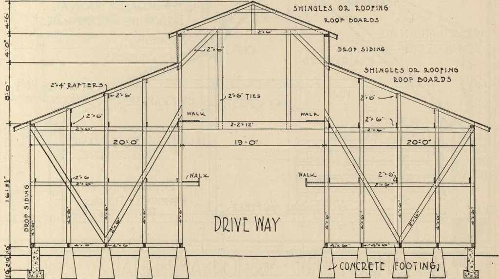 An illustration from Architectural details for every type of building : a practical drafting room guide for contractors, builders, lumber dealers, millmen, draftsmen and architects., 1921, leaf 110