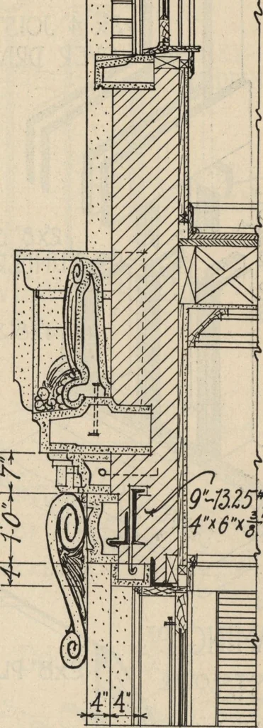 An illustration from Architectural details for every type of building : a practical drafting room guide for contractors, builders, lumber dealers, millmen, draftsmen and architects., 1921, leaf 114