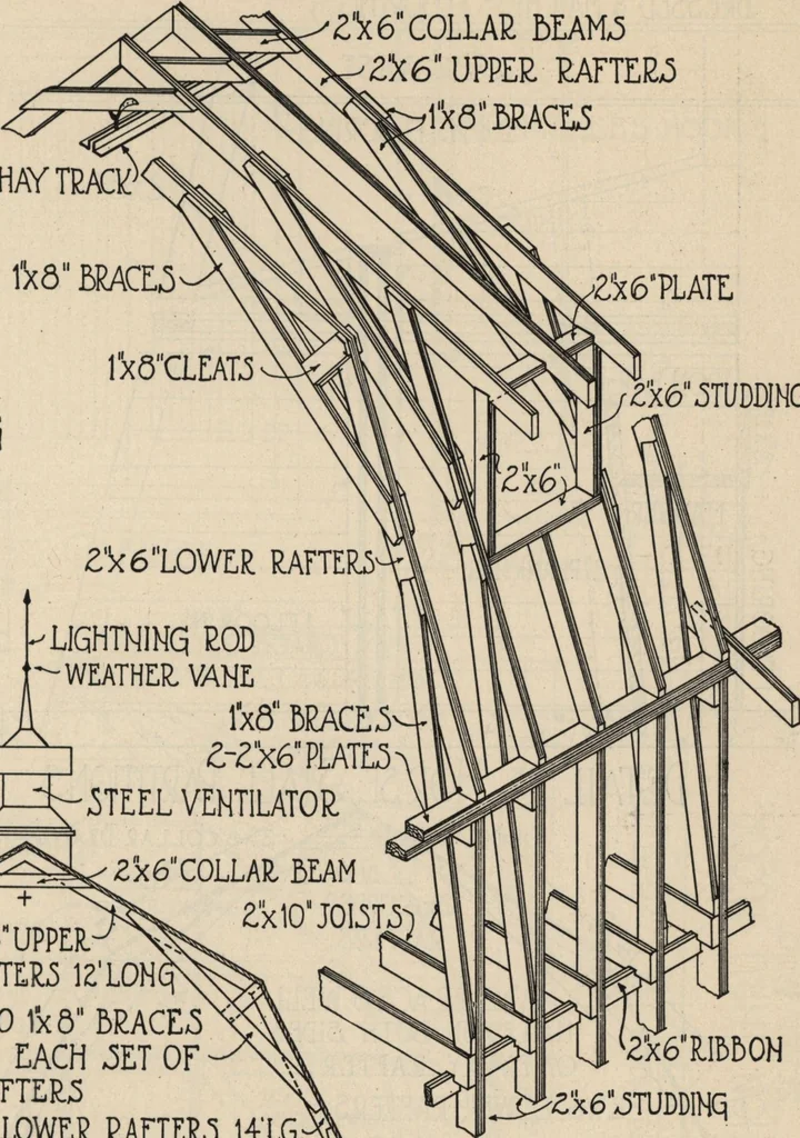 An illustration from Architectural details for every type of building : a practical drafting room guide for contractors, builders, lumber dealers, millmen, draftsmen and architects., 1921, leaf 122
