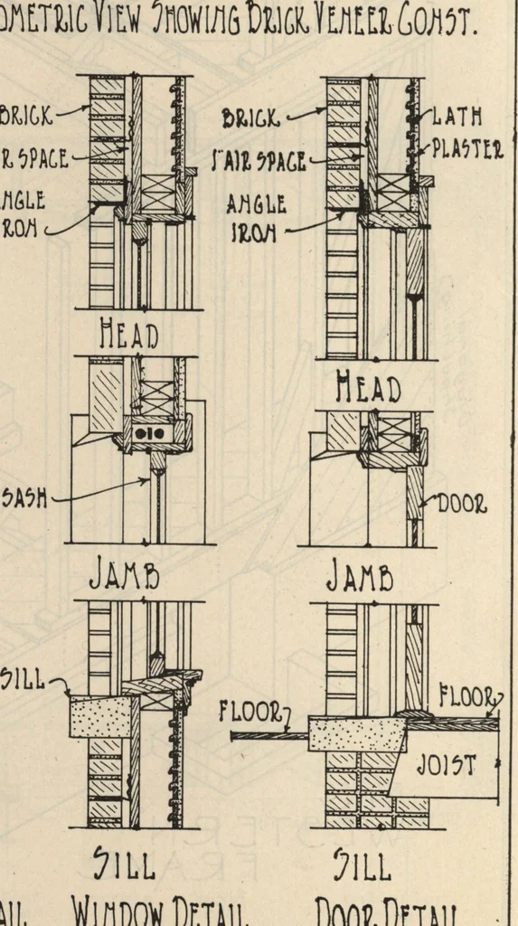 An illustration from Architectural details for every type of building : a practical drafting room guide for contractors, builders, lumber dealers, millmen, draftsmen and architects., 1921, leaf 13