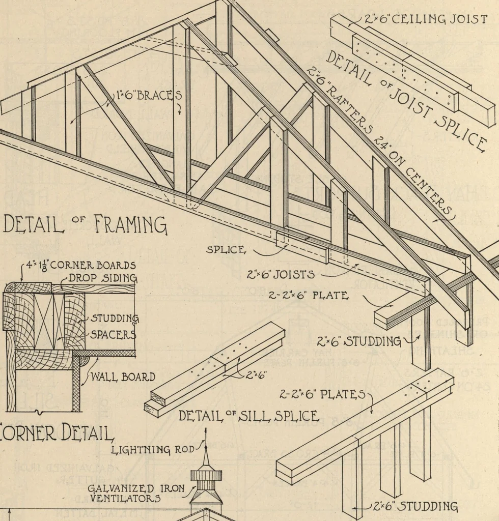 An illustration from Architectural details for every type of building : a practical drafting room guide for contractors, builders, lumber dealers, millmen, draftsmen and architects., 1921, leaf 137